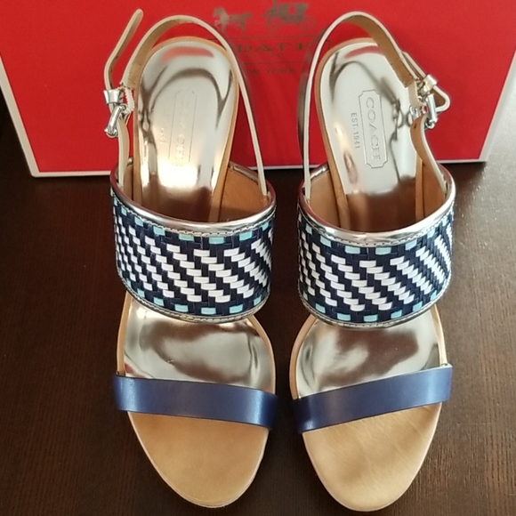 Coach Shoes - Coach Steffi Navy/Silver heels